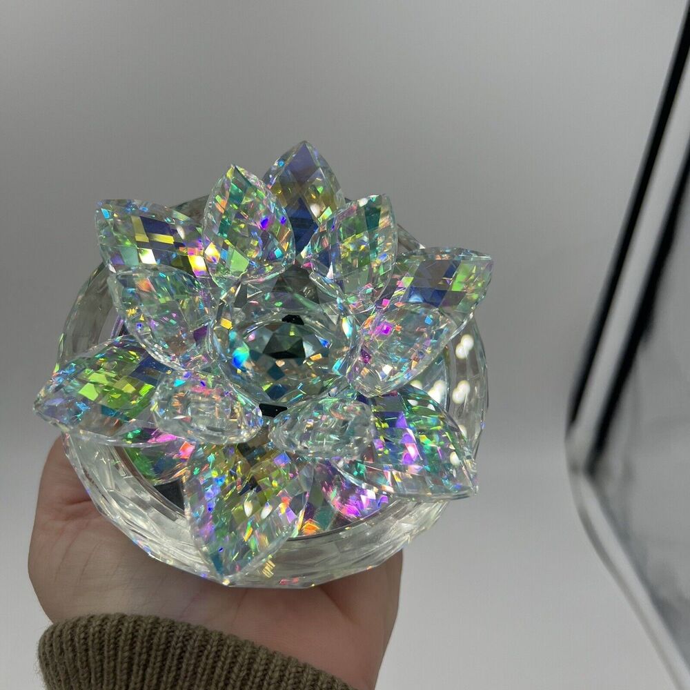 Trinket Bowl Crystal cut glass Lid Angelic Crystal Cut Lid With Bowl Container
